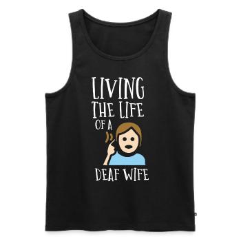 Deaf pride, hearing, disabled, deafness - Men's Premium Organic Tank Top - black - Front - AI Model Male 178 light (178cm)
