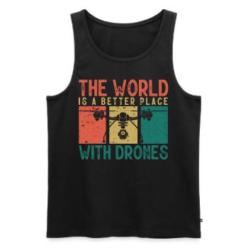 Drone flying, aerial drones, multicopters, drones - Men's Premium Organic Tank Top - black - Front - AI Model Male 178 light (178cm)