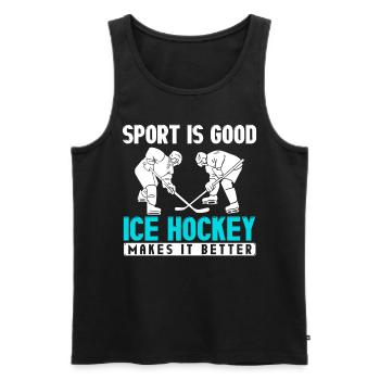 CE hockey player, ice hockey stick, ice hockey - Men's Premium Organic Tank Top - black - Front - AI Model Male 178 light (178cm)