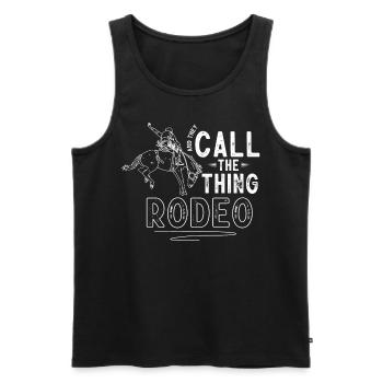 Rodéo, équitation de l’Ouest - Débardeur bio Premium Homme - noir - Devant - AI Model Male 178 light (178cm)