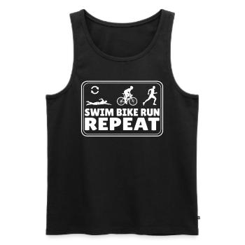 Triathlet Laufen Schwimmen Fahrrad Fahrer Repeat - Männer Premium Bio Tank Top - Schwarz - Vorne - Michal (187cm)