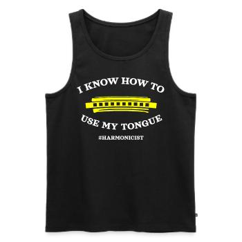 Harmonica player, Harmonica music - Men's Premium Organic Tank Top - black - Front - Michal (187cm)