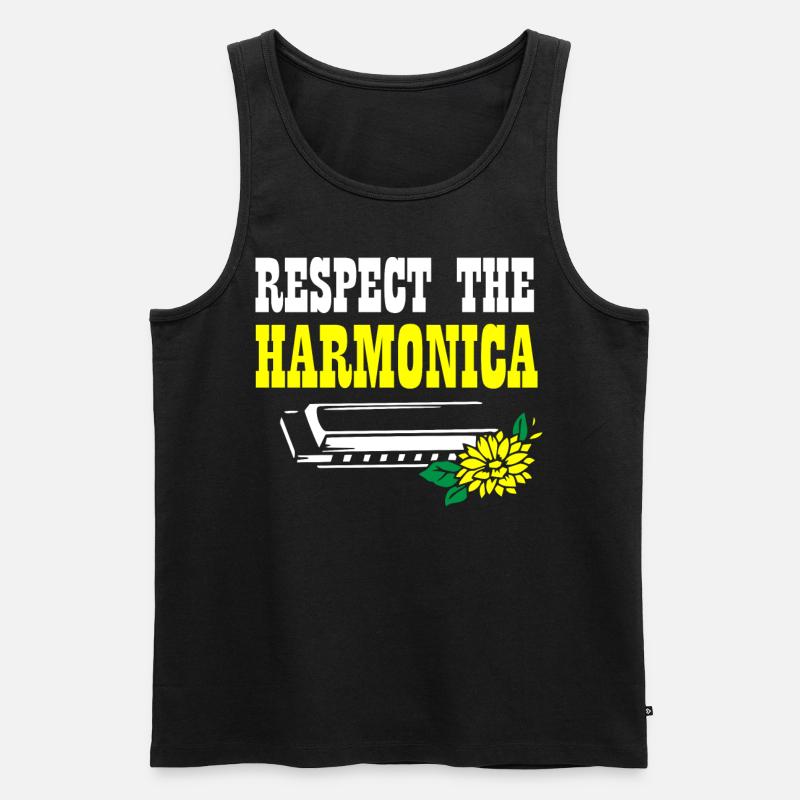 Harmonica player, Harmonica music - Men's Premium Organic Tank Top - black