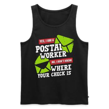 Postal worker, postal worker, postman - Men's Premium Organic Tank Top - black - Front - AI Model Male 178 light (178cm)