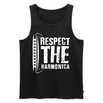 Harmonica player, Unny harmonica - Men's Premium Organic Tank Top - black - Front - AI Model Male 178 light (178cm)