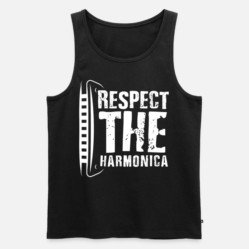 Harmonica player, Unny harmonica - Men's Premium Organic Tank Top - black