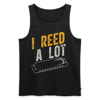 Harmonica player, Unny harmonica - Men's Premium Organic Tank Top - black - Front - AI Model Male 178 light (178cm)
