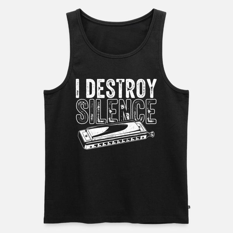 Harmonica player, Unny harmonica - Men's Premium Organic Tank Top - black