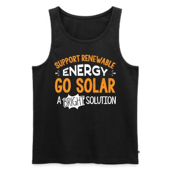 Énergie solaire, Énergie renouvelable - Débardeur bio Premium Homme - noir - Devant - AI Model Male 178 light (178cm)
