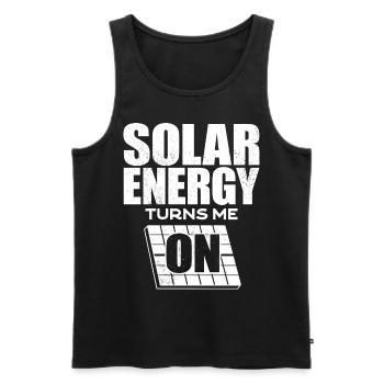 Énergie solaire, Énergie renouvelable - Débardeur bio Premium Homme - noir - Devant - AI Model Male 178 light (178cm)