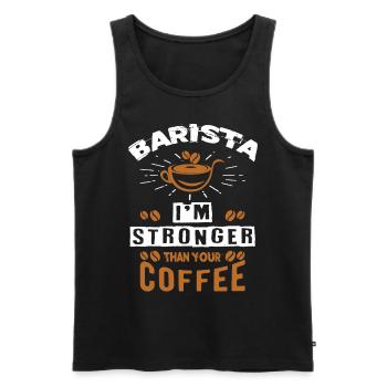 Barista, machine à café - Débardeur bio Premium Homme - noir - Devant - AI Model Male 178 light (178cm)