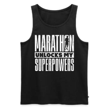 Marathonien - Débardeur bio Premium Homme - noir - Devant - AI Model Male 178 light (178cm)