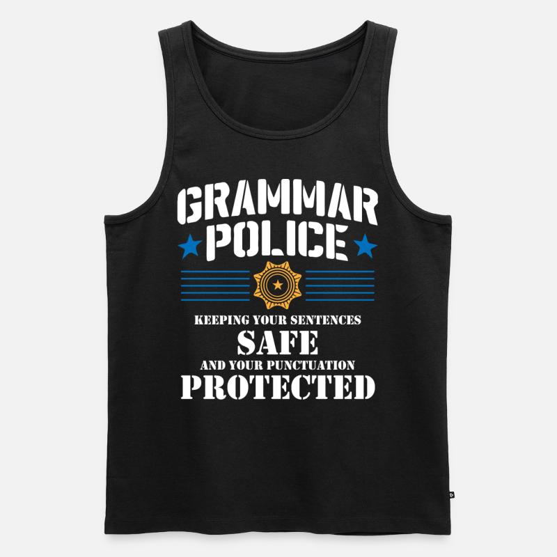 Grammatikpolizei - Englischlehrer - Männer Premium Bio Tank Top - Schwarz