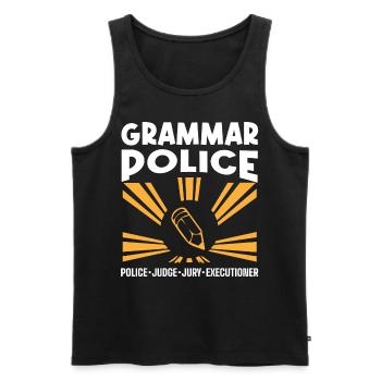 Grammatikpolizei - Englischlehrer - Männer Premium Bio Tank Top - Schwarz - Vorne - Michal (187cm)