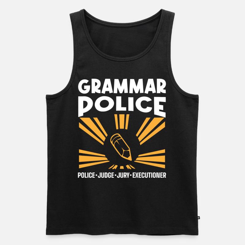 Grammatikpolizei - Englischlehrer - Männer Premium Bio Tank Top - Schwarz