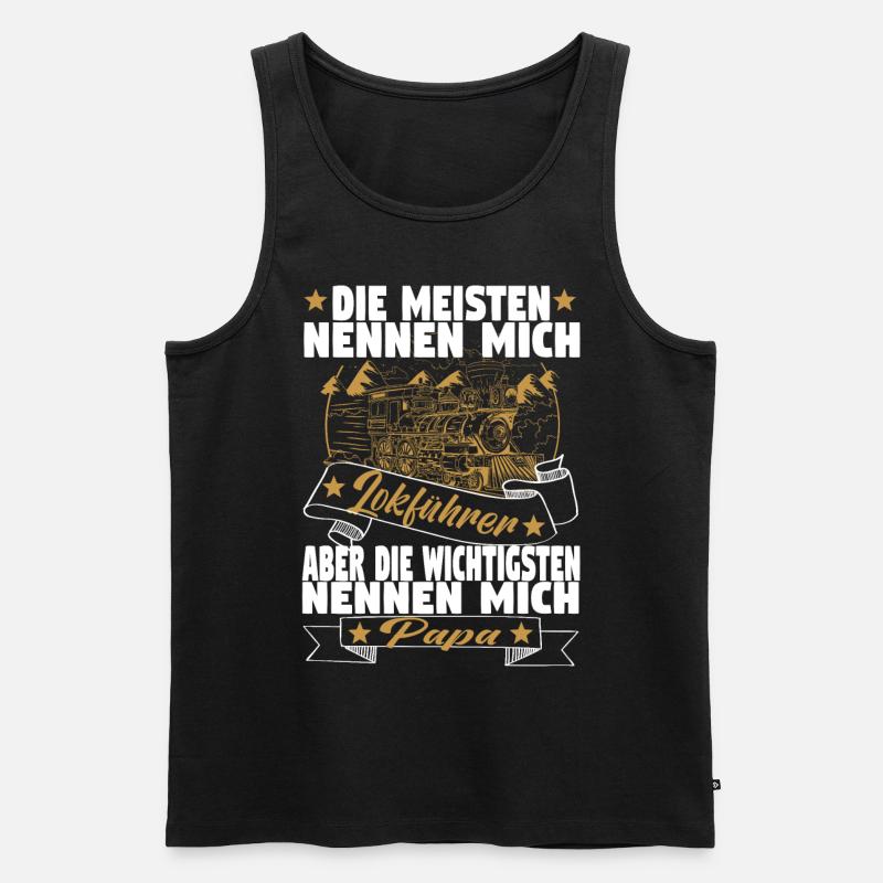 Dampflok Lokführer Eisenbahner Eisenbahn Vater - Männer Premium Bio Tank Top - Schwarz