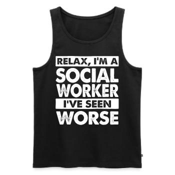 Social worker - Men's Premium Organic Tank Top - black - Front - AI Model Male 178 light (178cm)