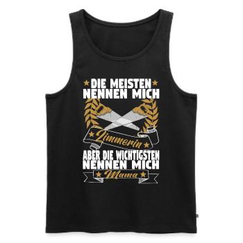 Zimmerin Mama Holzbauer Mutter Zimmerer Holzbau - Männer Premium Bio Tank Top - Schwarz - Vorne - Michal (187cm)