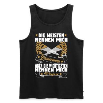 Zimmermann Papa Holzbauer Vater Zimmerer Holzbau - Männer Premium Bio Tank Top - Schwarz - Vorne - Michal (187cm)