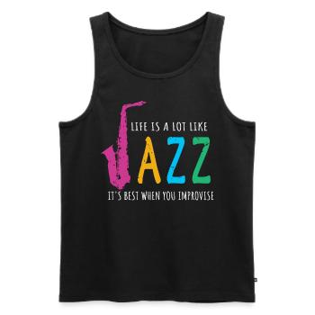 Musique jazz - Musiciens de jazz - Débardeur bio Premium Homme - noir - Devant - AI Model Male 178 light (178cm)