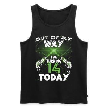 Lasertag-Geburtstagsfeier - Lasertag-Geburtstag - Männer Premium Bio Tank Top - Schwarz - Vorne - AI Model Male 178 light (178cm)