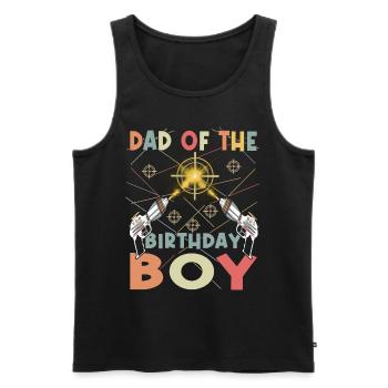 Cool Laser Tag Papa Party Anniversaire Enfant - Débardeur bio Premium Homme - noir - Devant - Michal (187cm)