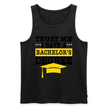 Bachelor's degree University ceremony graduate completed - Men's Premium Organic Tank Top - black - Front - AI Model Male 178 light (178cm)