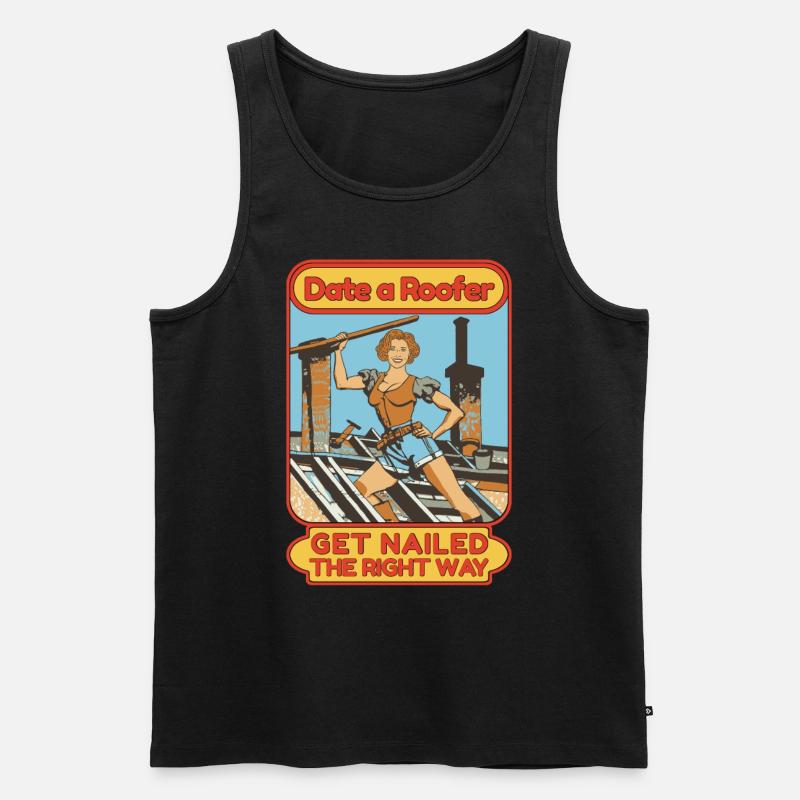 Dachdeckerin Handwerker Dachdeckernägel Dachdecker - Männer Premium Bio Tank Top - Schwarz