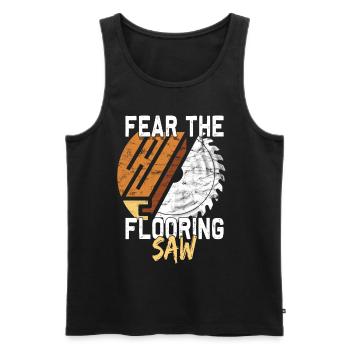 Flooring construction Floor layers - Men's Premium Organic Tank Top - black - Front - AI Model Male 178 light (178cm)