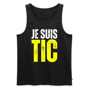 Je Suis TIC - TIC TAC Duo Drôle Cadeau 2 Personnes - Débardeur bio Premium Homme - noir - Devant - Michal (187cm)