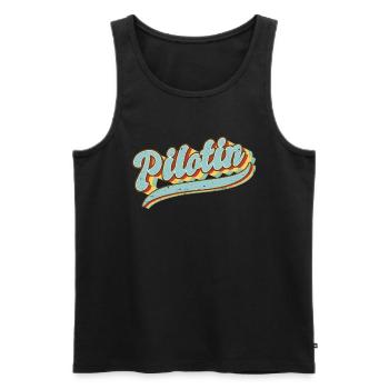 Flugzeug Vintage Pilotin - Männer Premium Bio Tank Top - Schwarz - Vorne - AI Model Male 178 light (178cm)