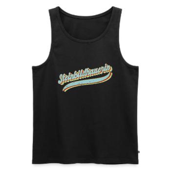 Handwerker Vintage Steinmetzin Steinbildhauerin - Männer Premium Bio Tank Top - Schwarz - Vorne - Michal (187cm)