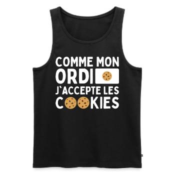 Comme Mon Ordi J'accepte Les Cookies Humour Geek - Débardeur bio Premium Homme - noir - Devant - AI Model Male 178 light (178cm)