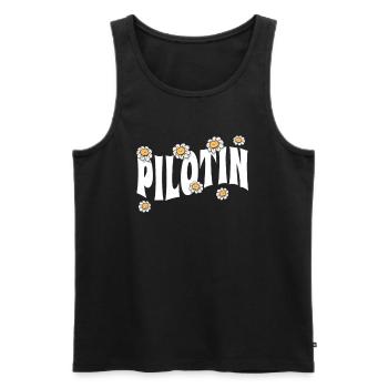 Flugzeug niedliche Blumen Pilotin - Männer Premium Bio Tank Top - Schwarz - Vorne - AI Model Male 178 light (178cm)