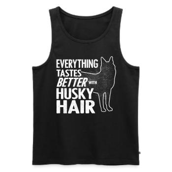 Husky sibérien - Débardeur bio Premium Homme - noir - Devant - AI Model Male 178 light (178cm)