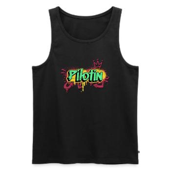 Flugzeug Graffiti-Art Pilotin - Männer Premium Bio Tank Top - Schwarz - Vorne - AI Model Male 178 light (178cm)