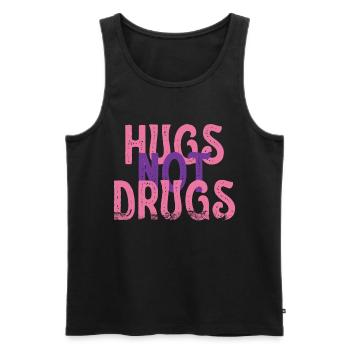 Hugs instead of drugs - Men's Premium Organic Tank Top - black - Front - Michal (187cm)