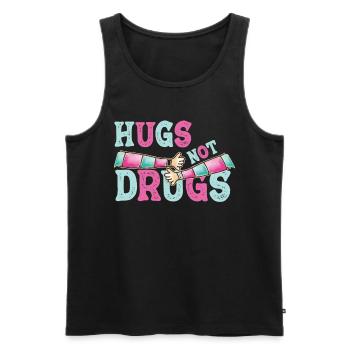 Hugs instead of drugs - Men's Premium Organic Tank Top - black - Front - Michal (187cm)