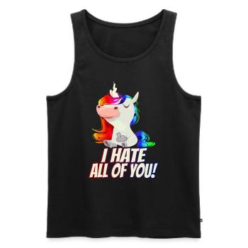 Ich Hasse Euch Alle! - Mittelfinger Regenbogen - Männer Premium Bio Tank Top - Schwarz - Vorne - Michal (187cm)