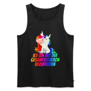 Ich bin mit der Gesamtsituation Unzufrieden - - Männer Premium Bio Tank Top - Schwarz - Vorne - Michal (187cm)