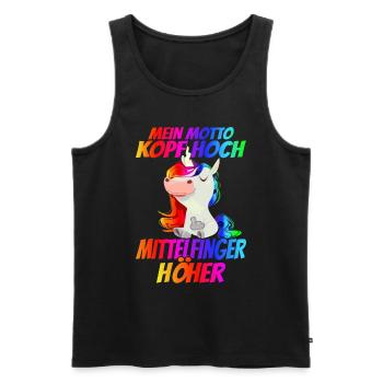 Mein Motto Kopf Hoch Mittelfinger Höher - - Männer Premium Bio Tank Top - Schwarz - Vorne - AI Model Male 178 light (178cm)