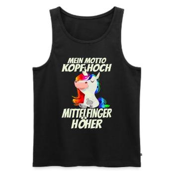 Mein Motto Kopf Hoch Mittelfinger Höher - - Männer Premium Bio Tank Top - Schwarz - Vorne - AI Model Male 178 light (178cm)