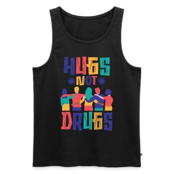 Hugs instead of drugs - Men's Premium Organic Tank Top - black - Front - Michal (187cm)