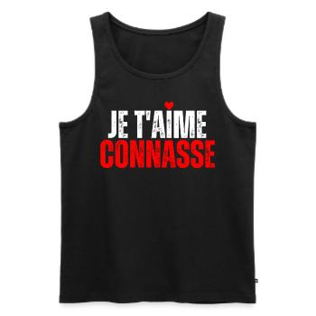 Je T'aime Conasse Humour Drôle Message D'amour - Débardeur bio Premium Homme - noir - Devant - AI Model Male 178 light (178cm)