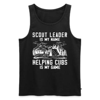 Camping Scoutmaster - Drôle de chef scout - Débardeur bio Premium Homme - noir - Devant - AI Model Male 178 light (178cm)