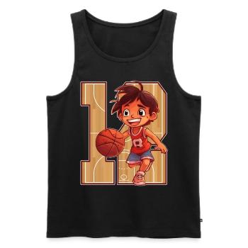 Anniversaire de basketball - Garçon de 12 ans - - Débardeur bio Premium Homme - noir - Devant - AI Model Male 178 light (178cm)