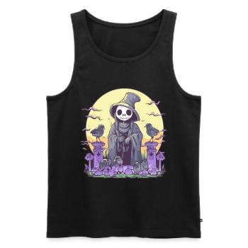Pastel Goth Cute Death Grim Reaper Skeleton - Men's Premium Organic Tank Top - black - Front - Michal (187cm)