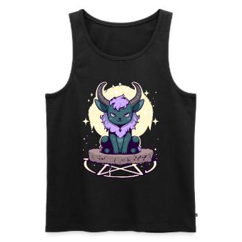 Kawaii Pastel Goth Cute Creepy Horned Cat - Men's Premium Organic Tank Top - black - Front - Michal (187cm)
