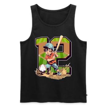 Baseball Birthday - 12 years old boy - 12. - Men's Premium Organic Tank Top - black - Front - AI Model Male 178 light (178cm)
