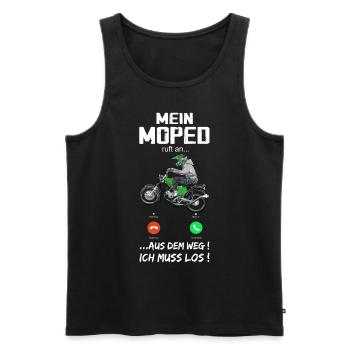 "Mein Moped ruft an" Lustiger Spruch S50 S51 Simme - Männer Premium Bio Tank Top - Schwarz - Vorne - AI Model Male 178 light (178cm)